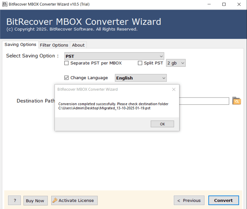 Convert MBOX to PST